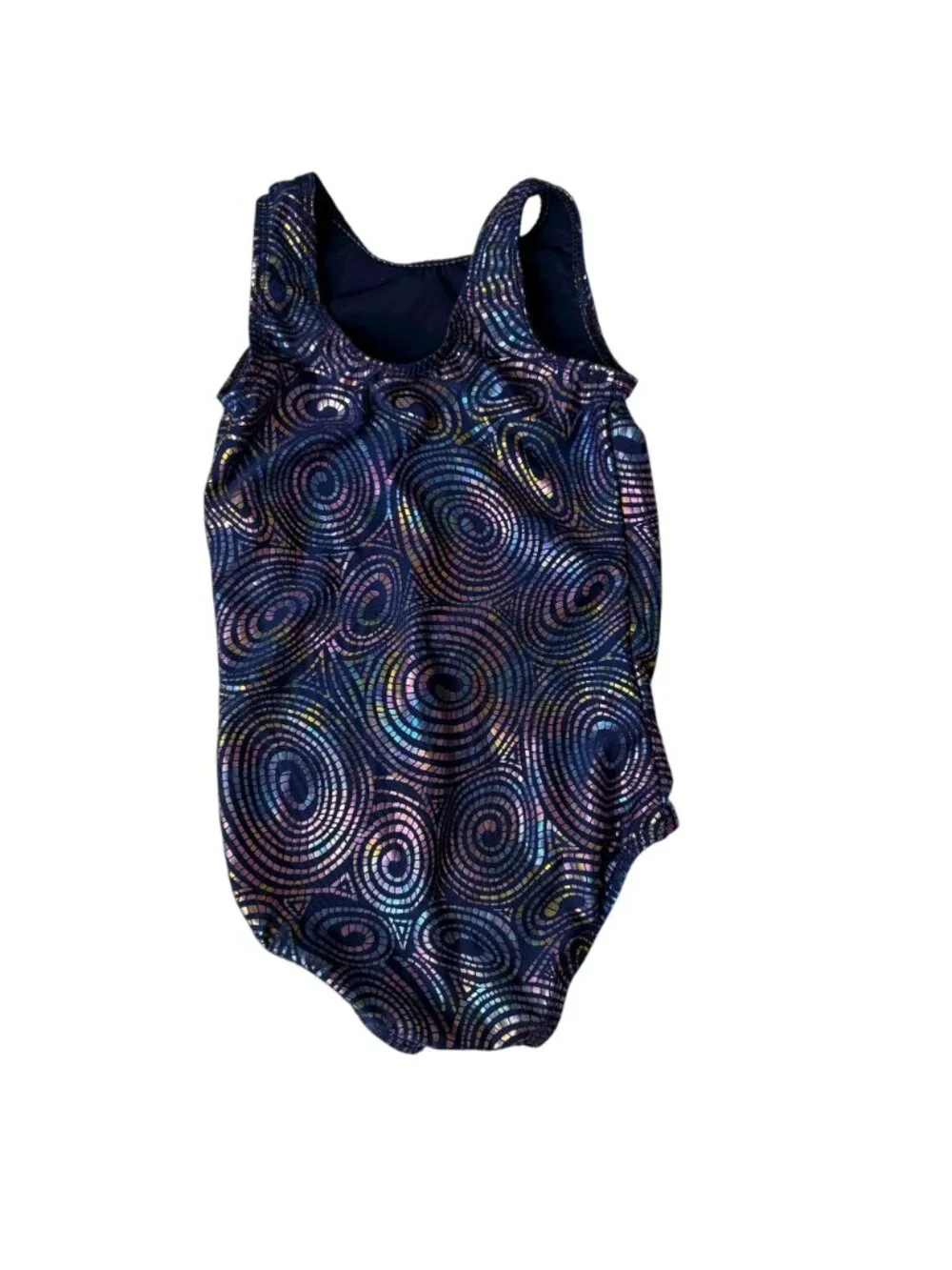 GK Metallic Swirl Gymnastics Leotard Size Child XS Blue Purple Yellow